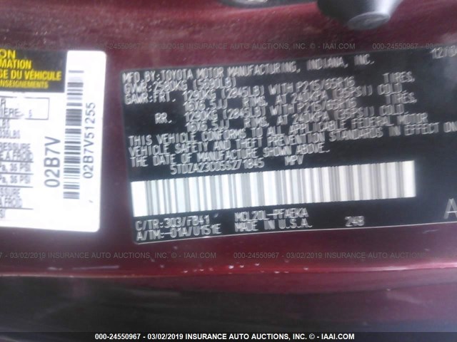 5TDZA23C05S271845 - 2005 TOYOTA SIENNA CE/LE RED photo 9