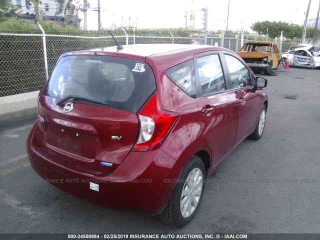 3N1CE2CP3FL414892 - 2015 NISSAN VERSA NOTE S/S PLUS/SV/SL/SR RED photo 4