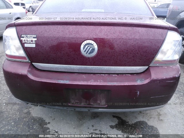 1MEHM42W48G620142 - 2008 MERCURY SABLE PREMIER MAROON photo 6