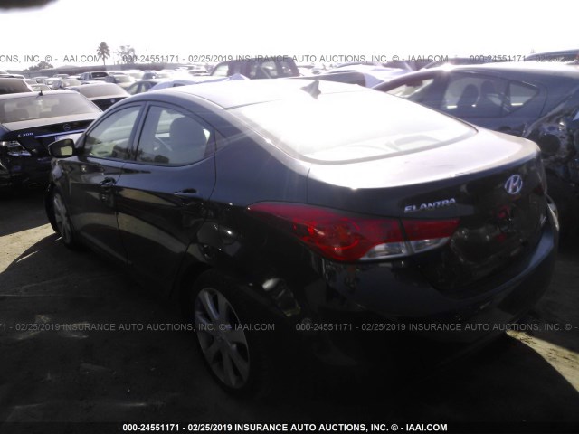 5NPDH4AE8DH403986 - 2013 HYUNDAI ELANTRA GLS/LIMITED BLACK photo 3