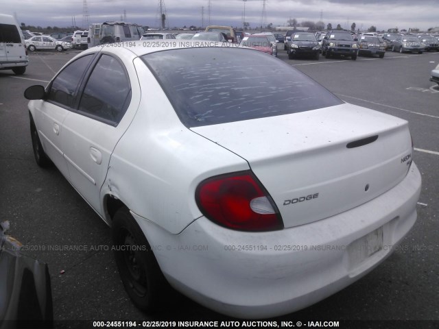 1B3ES46C42D633946 - 2002 DODGE NEON SE WHITE photo 3