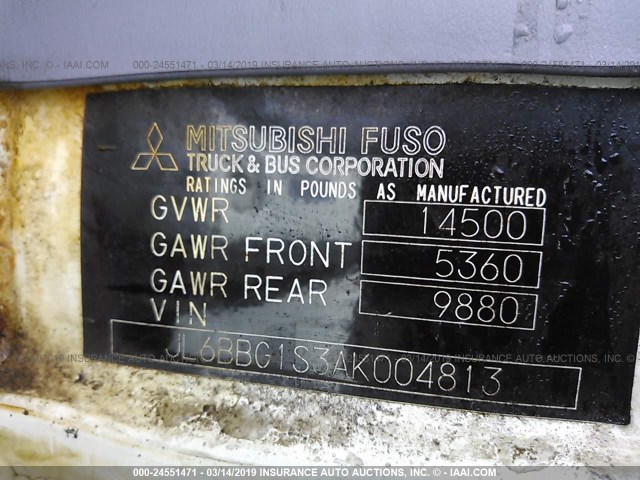 JL6BBG1S3AK004813 - 2010 MITSUBISHI FUSO TRUCK FE 84D Unknown photo 9