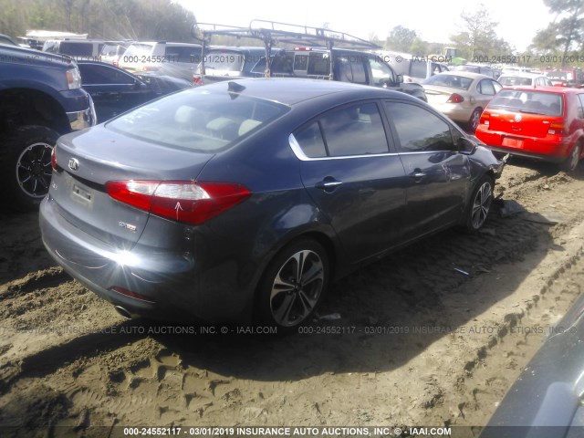 KNAFX4A83E5066423 - 2014 KIA FORTE EX BLUE photo 4