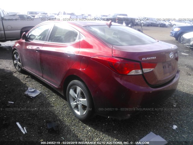 5NPDH4AE3DH241619 - 2013 HYUNDAI ELANTRA GLS/LIMITED RED photo 3