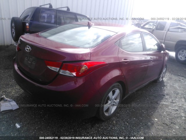 5NPDH4AE3DH241619 - 2013 HYUNDAI ELANTRA GLS/LIMITED RED photo 4