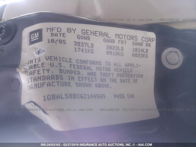 1G8AL58BX6Z144569 - 2006 SATURN ION LEVEL 3 GOLD photo 9
