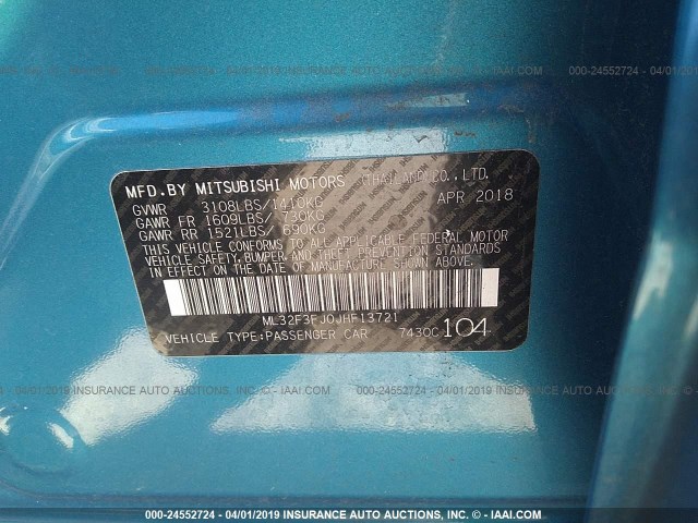 ML32F3FJ0JHF13721 - 2018 MITSUBISHI MIRAGE G4 ES Mavi foto 9