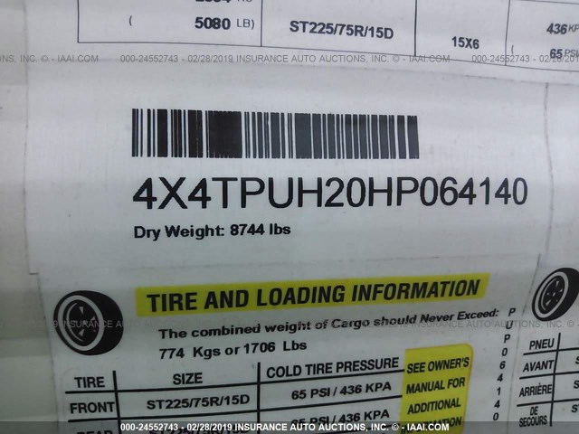 4X4TPUH20HP064140 - 2017 FOREST RIVER PUMA 32FBIS  未知 照片 9