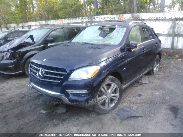 4JGDA5HB1CA014971 - 2012 MERCEDES-BENZ ML 350 4MATIC Dark Blue photo 2