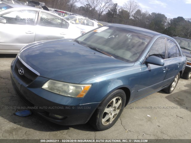 5NPEU46F36H154193 - 2006 HYUNDAI SONATA GLS/LX BLUE photo 2