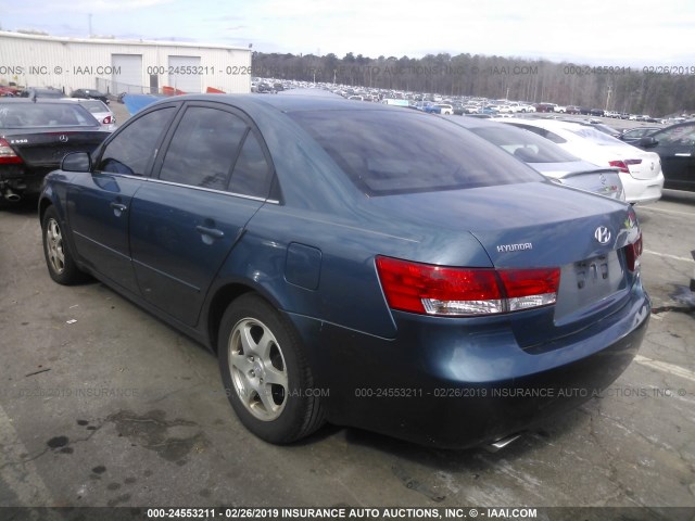 5NPEU46F36H154193 - 2006 HYUNDAI SONATA GLS/LX BLUE photo 3