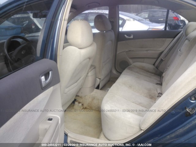 5NPEU46F36H154193 - 2006 HYUNDAI SONATA GLS/LX BLUE photo 8