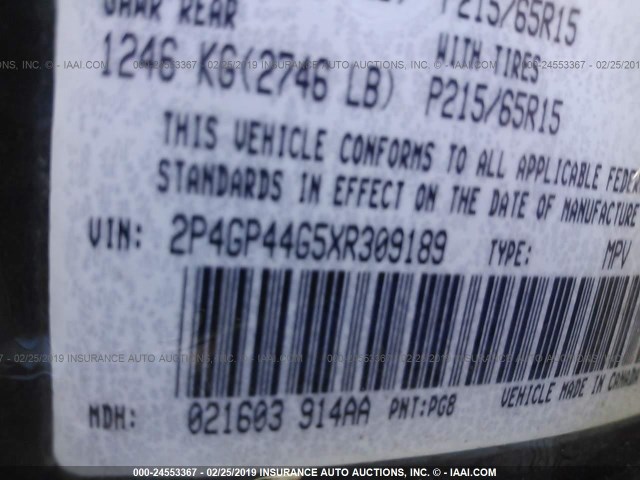 2P4GP44G5XR309189 - 1999 PLYMOUTH GRAND VOYAGER SE/EXPRESSO 绿色 照片 9