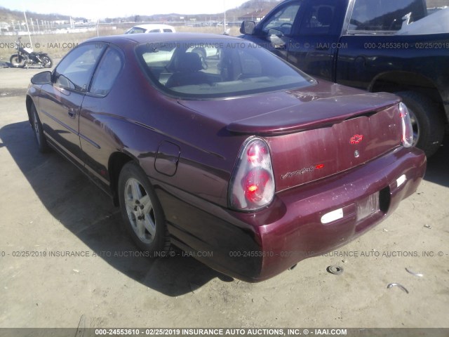 2G1WX15K619137000 - 2001 CHEVROLET MONTE CARLO SS BURGUNDY photo 3