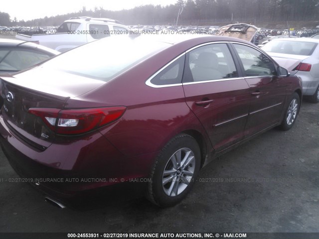 5NPE24AA0GH426850 - 2016 HYUNDAI SONATA ECO MAROON photo 4