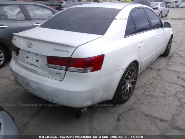 5NPEU46FX7H215489 - 2007 HYUNDAI SONATA SE/LIMITED WHITE photo 4