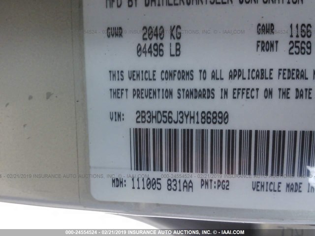 2B3HD56J3YH186890 - 2000 DODGE INTREPID ES GREEN photo 9