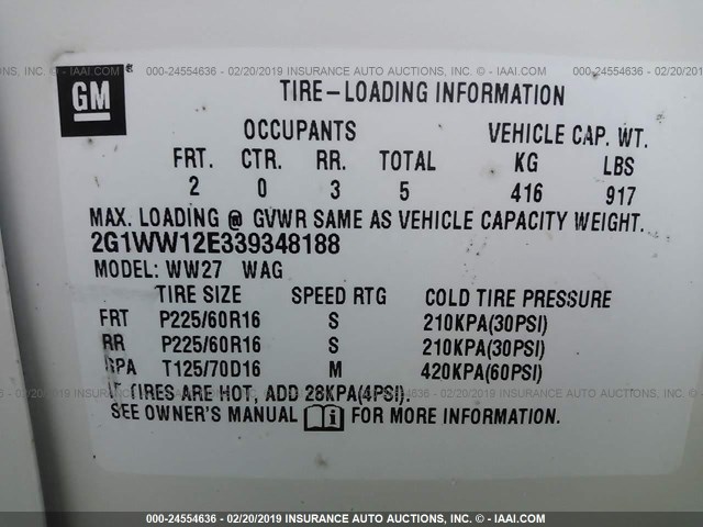 2G1WW12E339348188 - 2003 CHEVROLET MONTE CARLO LS 白色 照片 9