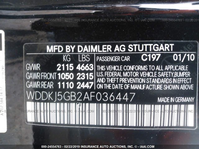 WDDKJ5GB2AF036447 - 2010 MERCEDES-BENZ E 350 BLACK photo 9