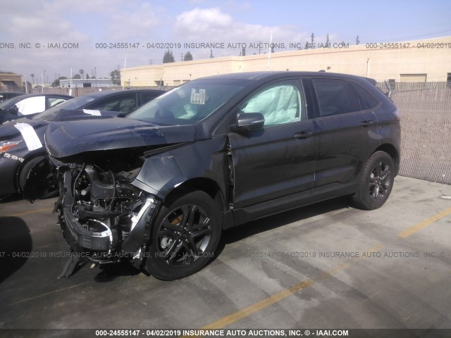 2FMPK3J90JBC01125 - 2018 FORD EDGE SEL GRAY photo 2