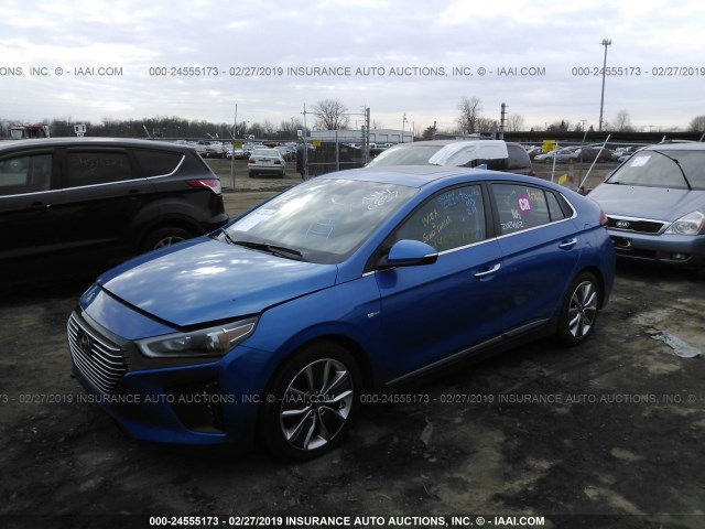 KMHC05LC7HU026837 - 2017 HYUNDAI IONIQ HEV BLUE photo 2