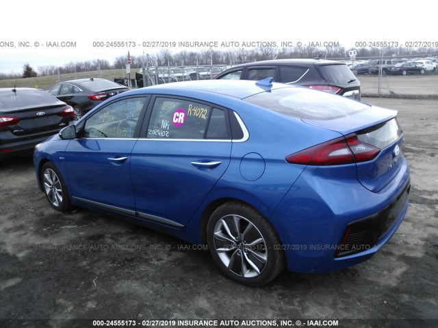 KMHC05LC7HU026837 - 2017 HYUNDAI IONIQ HEV BLUE photo 3