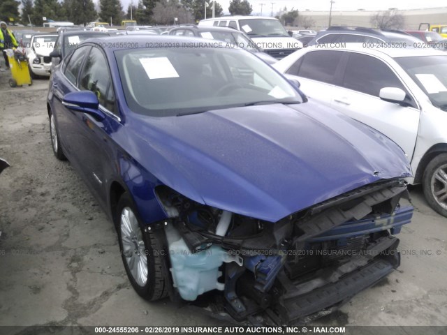 3FA6P0LU9GR251443 - 2016 FORD FUSION SE HYBRID BLUE photo 1