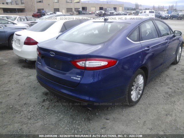 3FA6P0LU9GR251443 - 2016 FORD FUSION SE HYBRID BLUE photo 4