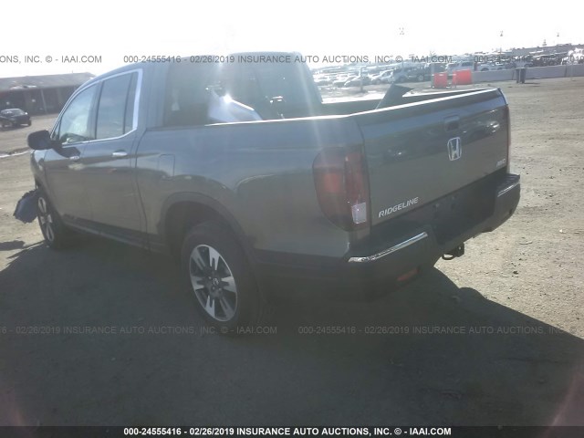 5FPYK3F72KB004212 - 2019 HONDA RIDGELINE RTL GRAY photo 3