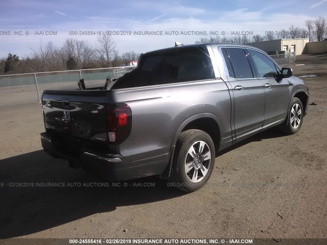 5FPYK3F72KB004212 - 2019 HONDA RIDGELINE RTL GRAY photo 4