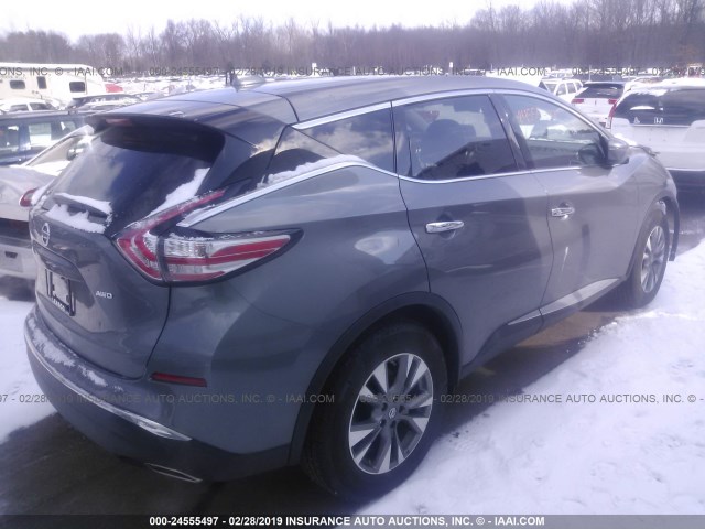 5N1AZ2MH8JN199465 - 2018 NISSAN MURANO S/SL/SV/PLATINUM GRAY photo 4