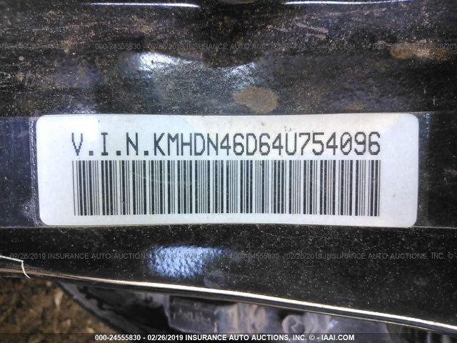 KMHDN46D64U754096 - 2004 HYUNDAI ELANTRA GLS/GT BLACK photo 9