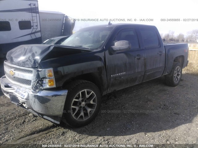 1GCPKSE71CF183582 - 2012 CHEVROLET SILVERADO K1500 LT BLACK photo 2