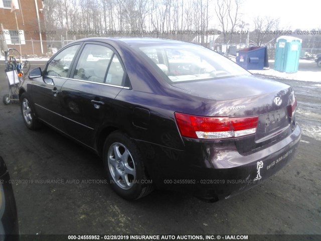 5NPEU46C96H115095 - 2006 HYUNDAI SONATA GLS/LX PURPLE photo 3