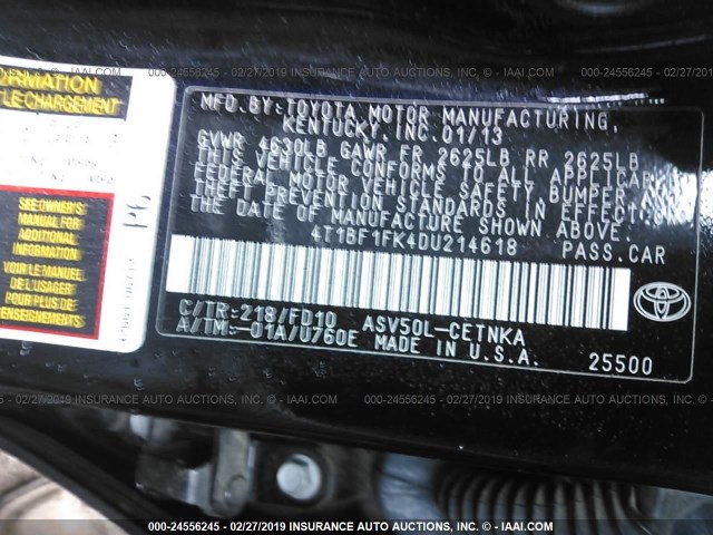 4T1BF1FK4DU214618 - 2013 TOYOTA CAMRY L/SE/LE/XLE Qara foto 9