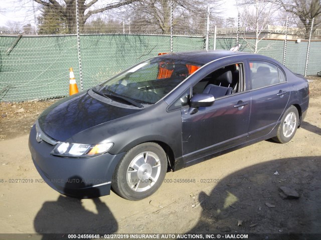 JHMFA36216S005883 - 2006 HONDA CIVIC HYBRID BLUE photo 2