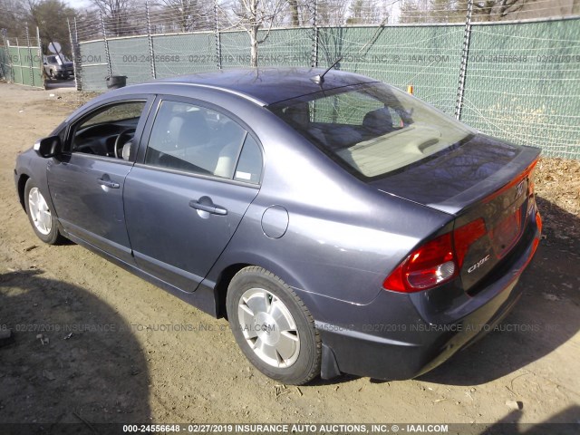 JHMFA36216S005883 - 2006 HONDA CIVIC HYBRID BLUE photo 3