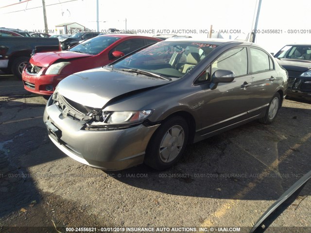 JHMFA36287S001041 - 2007 HONDA CIVIC HYBRID GOLD photo 2