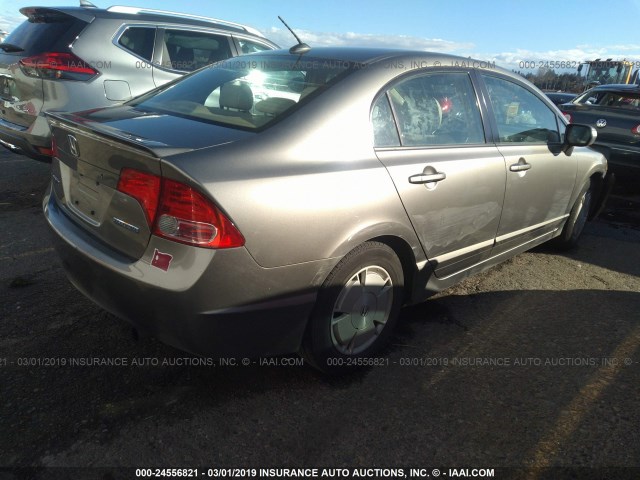 JHMFA36287S001041 - 2007 HONDA CIVIC HYBRID GOLD photo 4