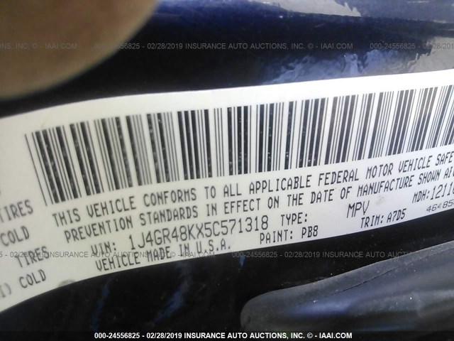1J4GR48KX5C571318 - 2005 JEEP GRAND CHEROKEE LAREDO/COLUMBIA/FREEDOM 深蓝色 照片 9