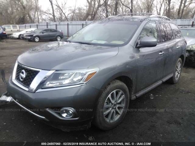 5N1AR2MM9GC637508 - 2016 NISSAN PATHFINDER S/SV/SL/PLATINUM GRAY photo 2