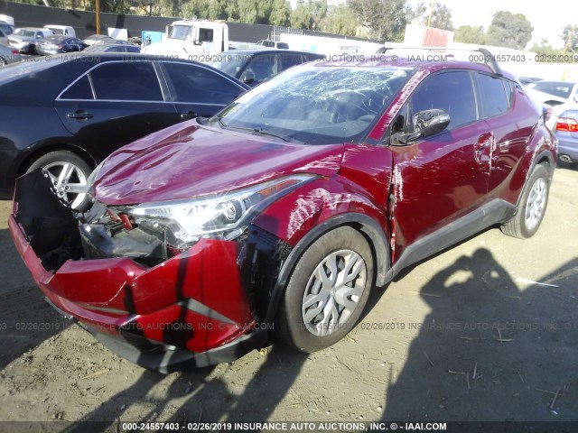 JTNKHMBX7K1023027 - 2019 TOYOTA C-HR XLE/LE/LIMITED RED photo 2