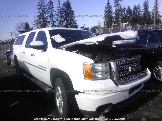 1GT125E81EF166767 - 2014 GMC SIERRA K2500 DENALI WHITE photo 1