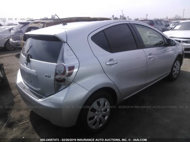 JTDKDTB3XE1568554 - 2014 TOYOTA PRIUS C SILVER photo 4