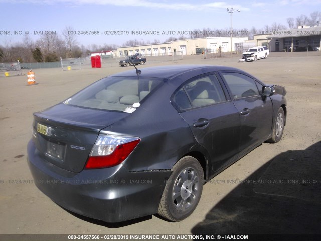 JHMFB4F27CS006776 - 2012 HONDA CIVIC HYBRID GRAY photo 4