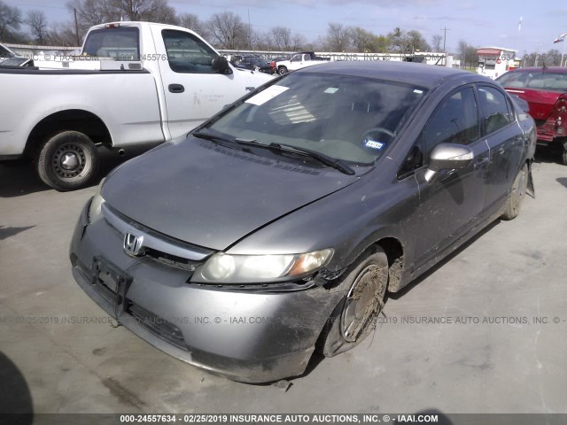 JHMFA36238S030268 - 2008 HONDA CIVIC HYBRID GRAY photo 2