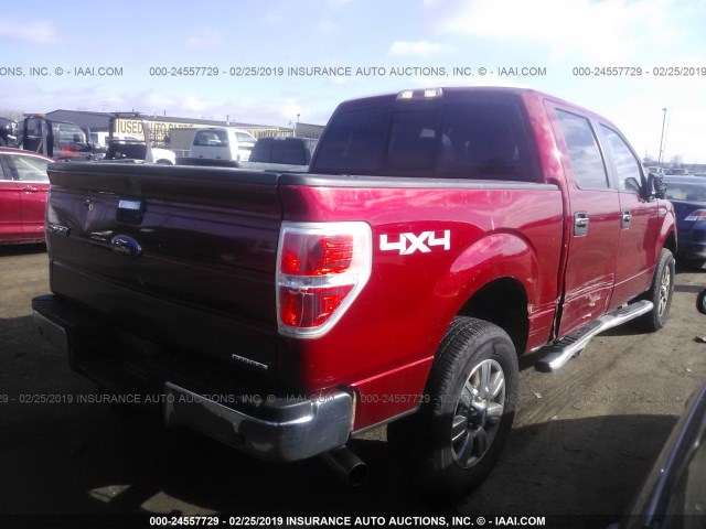 1FTFW1EF5BFD25769 - 2011 FORD F150 SUPERCREW RED photo 4