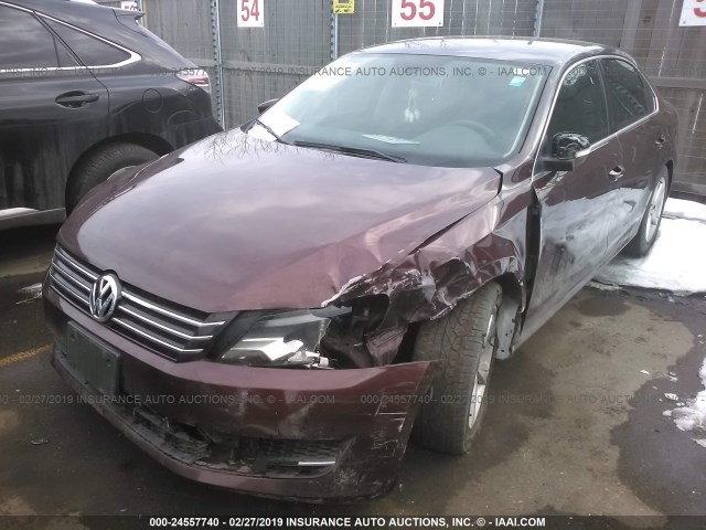 1VWBH7A3XCC109519 - 2012 VOLKSWAGEN PASSAT SE BURGUNDY photo 6