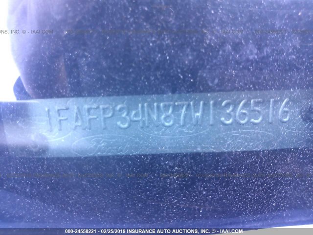 1FAFP34N87W136516 - 2007 FORD FOCUS ZX4/S/SE/SES SILVER photo 9