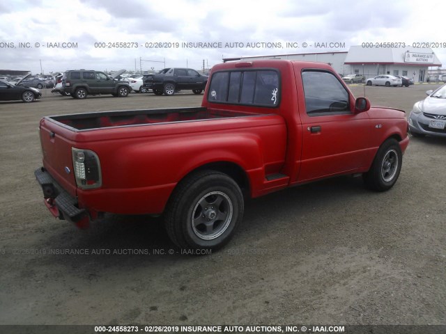 1FTCR10XXRPA19343 - 1994 FORD RANGER RED photo 4